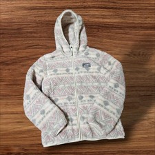 Eddie Bauer Kids M 10/12 Fully Sherpa Fleece Hooded Jacket Pink Fair Isle Zip