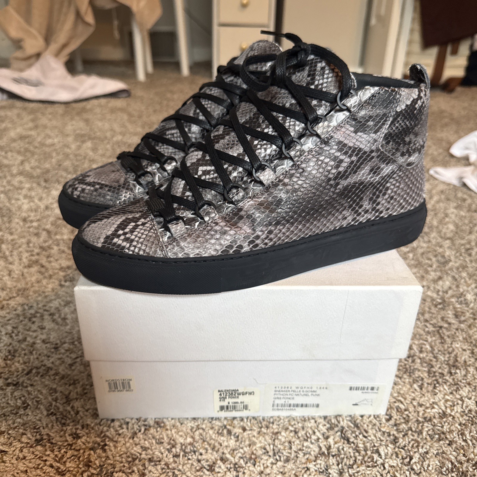 Balenciaga Arena High-Top Sneakers Python skin, Size 41 EU (8 US)