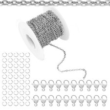 33Feet Stainless Steel Necklace Chains Cable Link Chains for Jewelry Making DIY