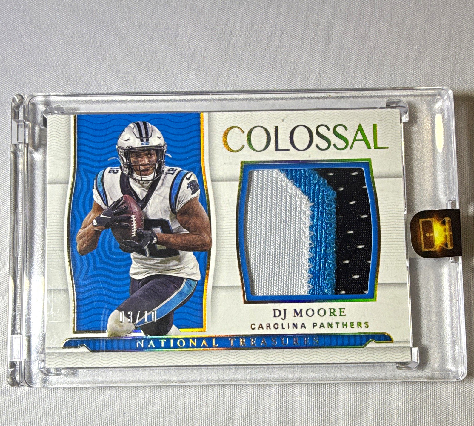 Panini 2021 National Treasures DJ Moore Panthers Colossal Tri-Patch CM-DJM 03/10
