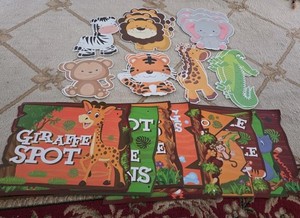 Jungle Themed Party Material-  24 Animals (3 each) And Jungle Banner With Ribbon