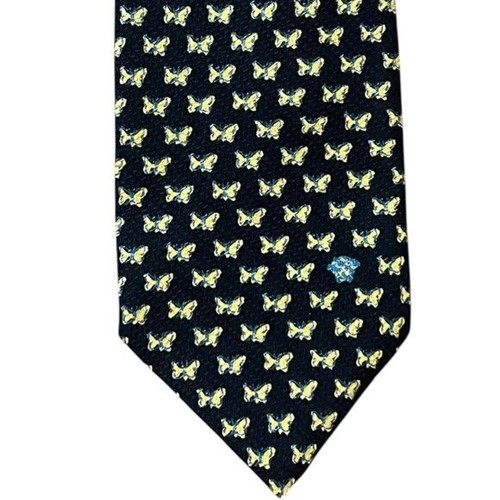 Versace Men's Neck Tie Butterfly Print Black - Picture 2 of 6