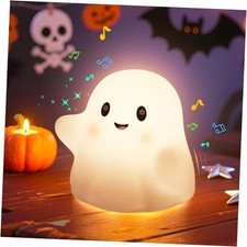 Ghost Night Light for Kids, Cute Nursery Lamp with 19 Interactive White Ghost
