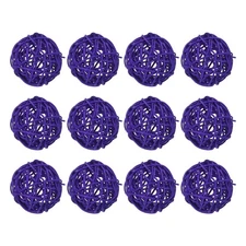 12 Pcs Wicker Rattan Balls 2In for Vase Fillers Party Decorative Dark Purple