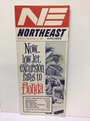 Northeast Airlines Florida Jet Fares Brochure 1962 Travel Pamphlet