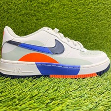 Nike Air Force 1 Low LV8 Boys Size 5Y White Blue Athletic Leather Shoes Sneakers