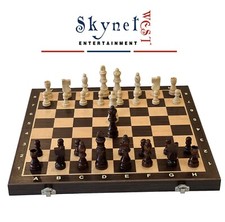 39cm Ebony Magnetic Chess Set Wooden Timber Oak Folding Chessboard