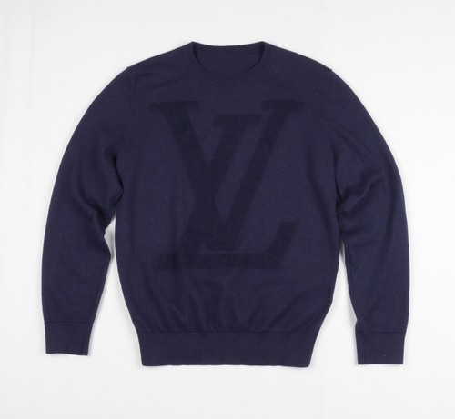 Men's Louis Vuitton LV Big Logo Navy Blue Wool Sweater Size L - Picture 4 of 15