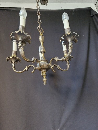 Vintage Antique Brass Medium Chandelier Lighting Ceiling Light 5 Arms - 第 12/15 張圖片