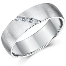 6mm Palladium 950 Diamond Wedding Ring Matt Finish Court Shaped UK Hallmarked