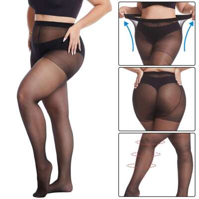 High-waisted Glossy Pantyhose Sheer Tights Plus Size for Women 1/2 Pair