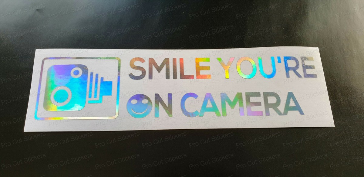 Smile you're on Camera Dash Cam Gold Hologram Neo Chrome Car