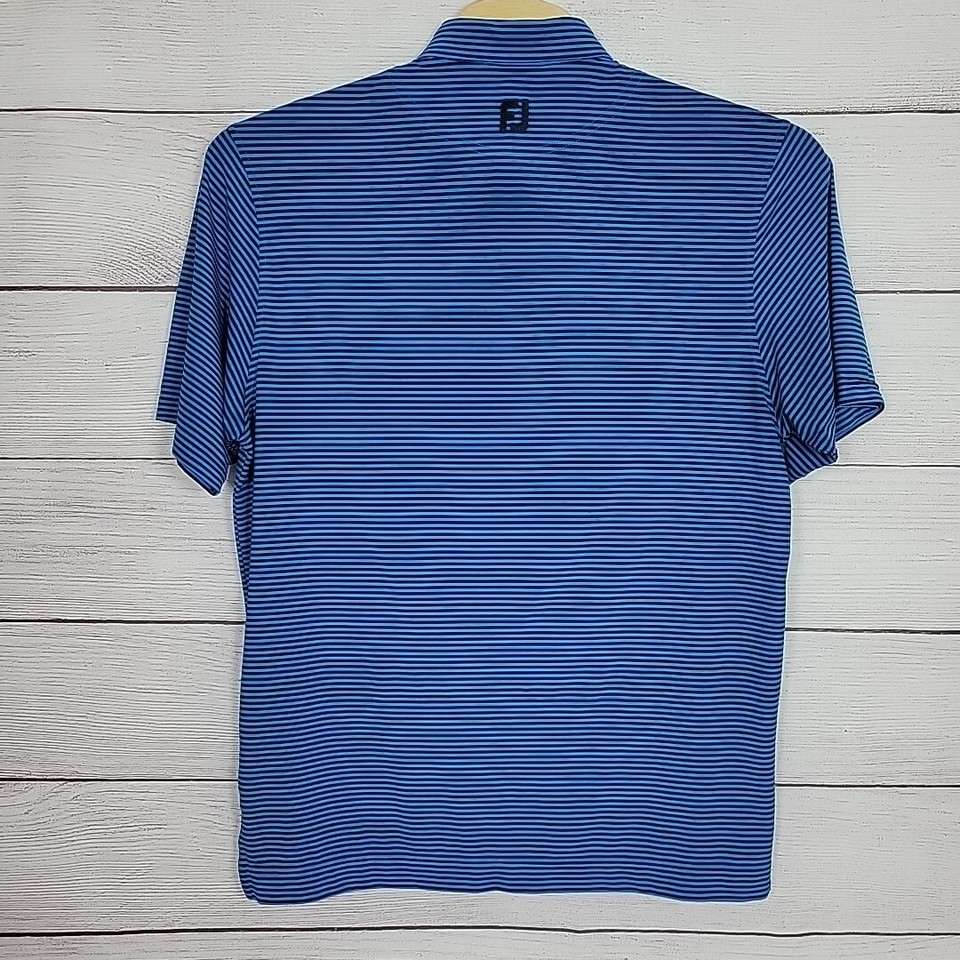 FootJoy Golf Polo Shirt Men’s Size XL Blue W/ Black Stripes Short