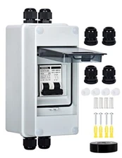 30 Amp DC Circuit Breaker with DIN Rail Enclosure AC Disconnect Box Outdoor f...