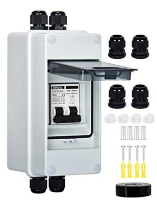 30 Amp DC Circuit Breaker with DIN Rail Enclosure AC Disconnect Box Outdoor f...