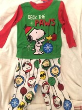 NEW Snoopy Peanuts Size 8 Christmas holiday Pajamas PJs Girls Two Piece Set