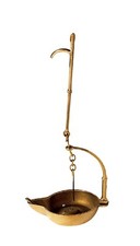 Lume lampada ad olio in ottone lucido da poggiare o appendere con gancio