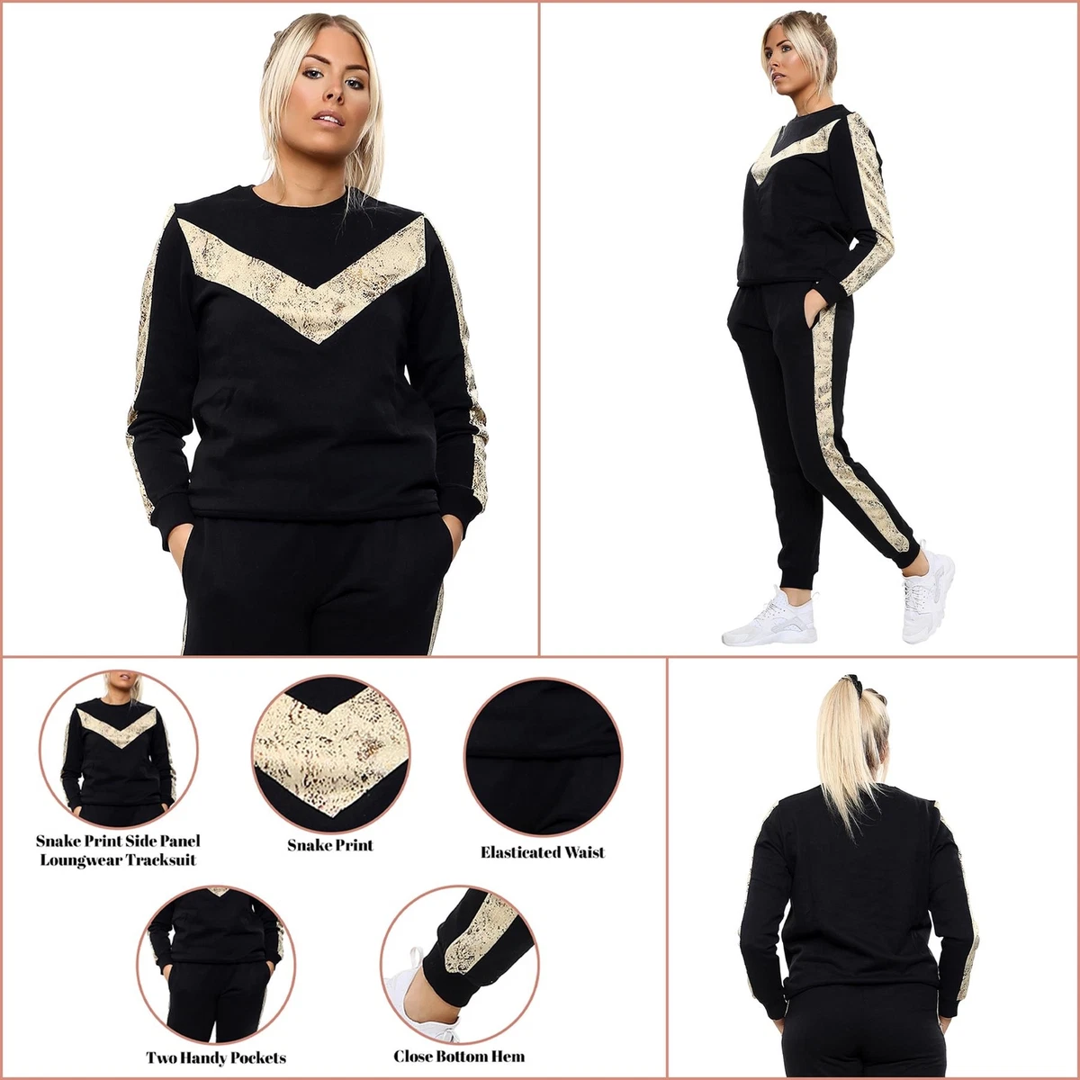 Womens Ladies Long Sleeve Loungewear Tracksuits Joggers Active Sports Plus Size