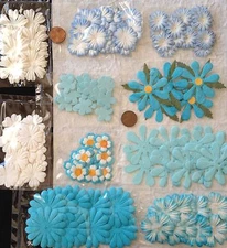 135 Flowers Lot assortment Blue Turquoise Aqua Petals Handmade Mulberry Paper 6