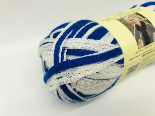 Premier Yarns Starbella Stripes Keep Cool #17-07 Blue White 3 Pack Ruffle Scarf - Picture 7 of 7