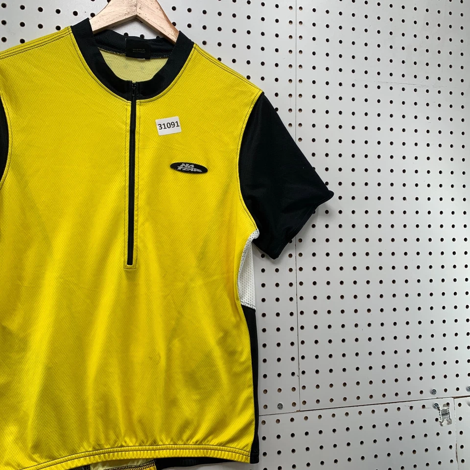 Vintage No Fear Cycling Shirt Mens Medium Yellow Black 1/2 Zip Pullover 21.5x26 - Image 4 of 4