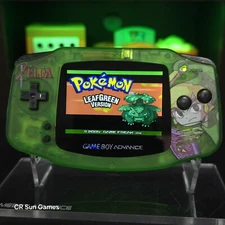Link Zelda Clear Green Game Boy Advance GBA Console with iPS V5  Backlit LCD 