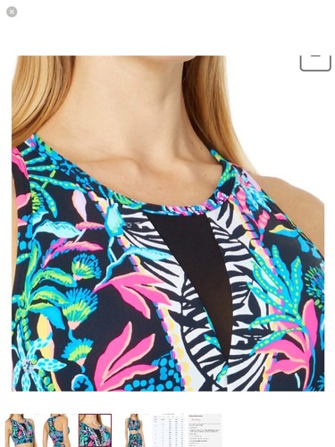 NWT Lilly Pulitzer Luxletic Somerset Sports Bra Onyx Paradise Glow Engineered LG - Picture 3 of 9