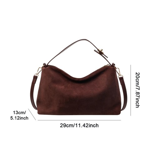 Zipper Faux Suede Pillow Shoulder Crossbody Bags Handbags for Women Classic - Picture 6 of 25