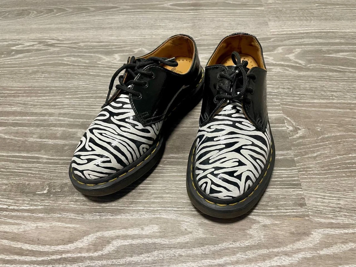Dr. Martens 1461 WOMEN S PATENT LEATHER custom hand painted ZEBRA