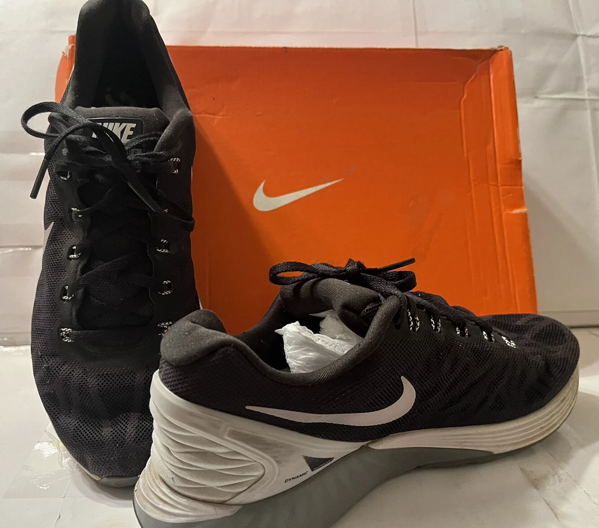 NIKE Women LunarGlide Running Athletic Shoes US Size 10 Blk Gray 654434 001