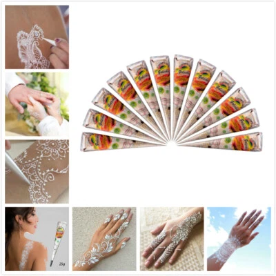 Fresh White Henna Paste Indian Temporary Tattoo Paste Cone Body Art Bridal Party