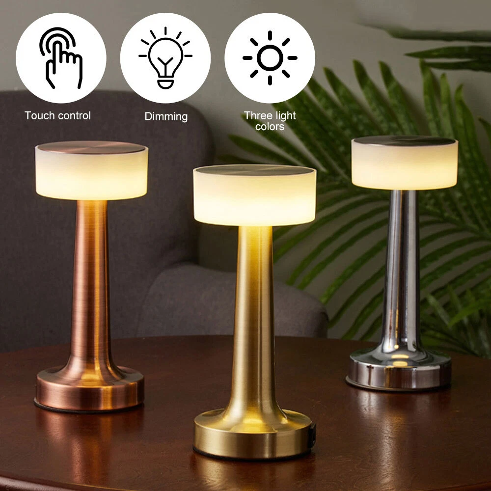 Cordless Rechargeable Table Lamp Touch Desk Warm Light Restaurant Home Bar Decor