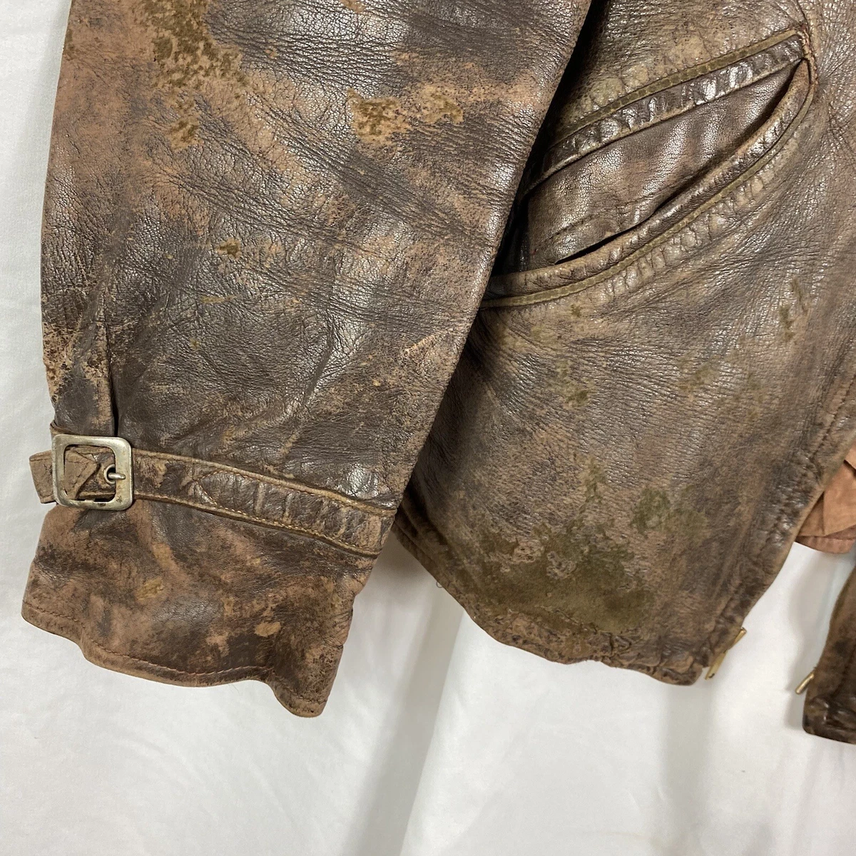 Vintage 1930s 1940s Leather Jacket Horsehide