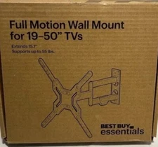 Best Buy Essentials Full Motion TV Wall Mount for 19" 50" Adjustable Tilt Black