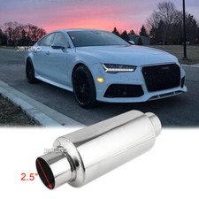 2.5" In/Out Exhaust Resonator 12" Overall Length Stainless Steel For Audi A4 A5