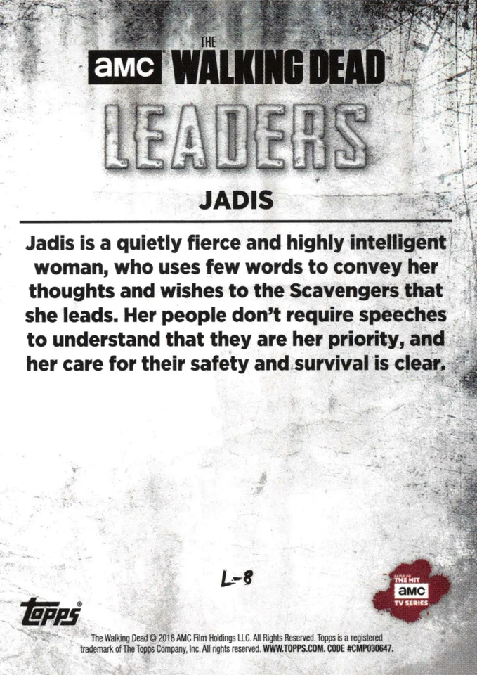 Walking Dead Hunters & the Hunted LEADERS Trading Card Insert L-8 / JADIS - Image 2 of 2