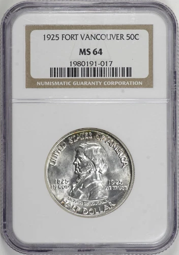 1925 Fort Vancouver Half Dollar 50c NGC MS64 Classic Silver Commemorative [BN017