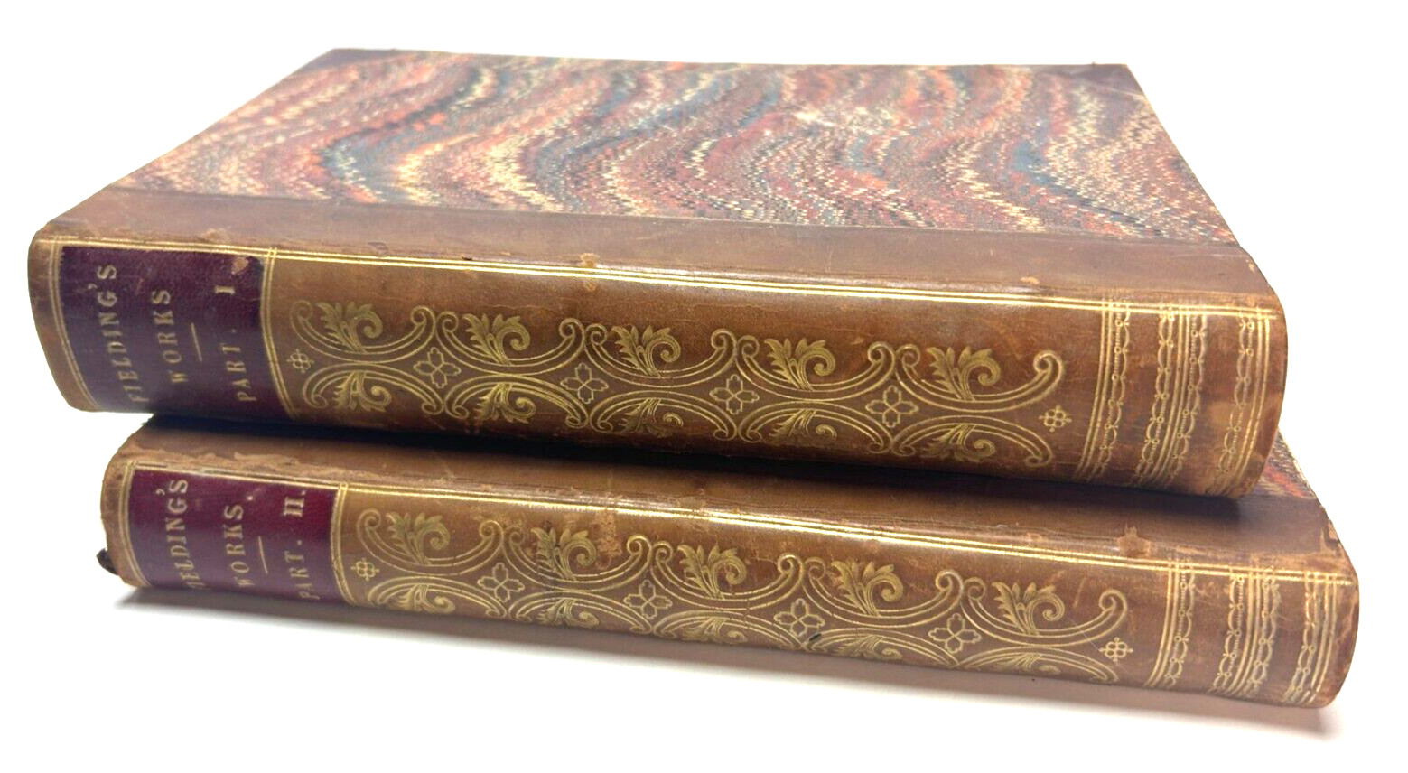 THE WORKS OF HENRY FIELDING, 2 PARTS Thomas Roscoe 1849 ILLUSTRATED Leatherbound