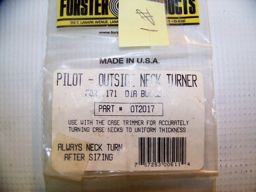 Forster Products, Outside Neck Turner Pilot -1 - Picture 2 of 2