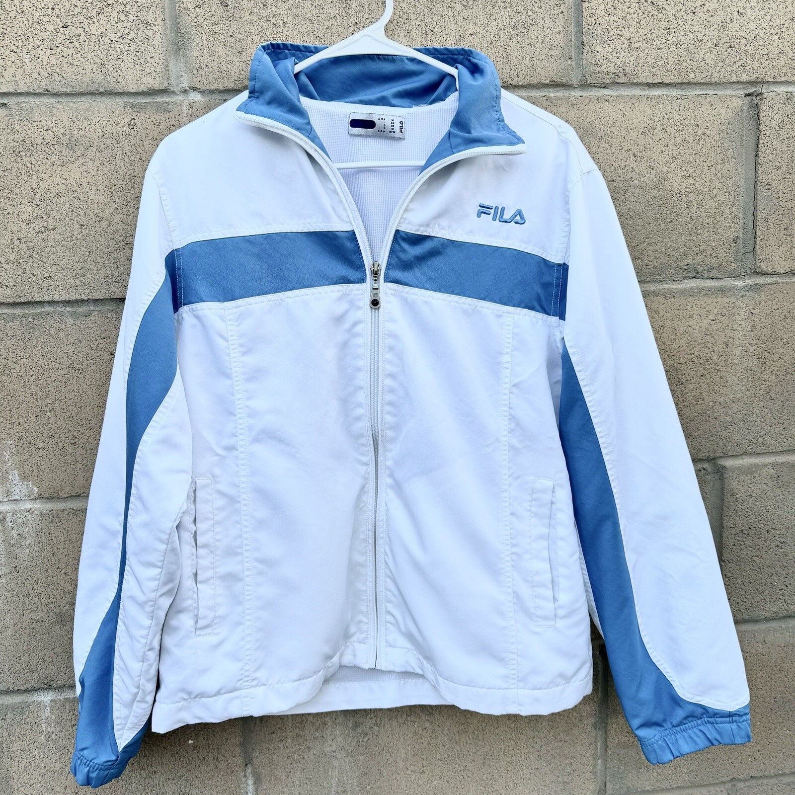 FILA Giacca sportiva donna full zip bianca e blu M giacca a vento