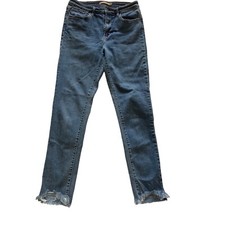 Levi's 721 High Rise Skinny Jeans Women's Size 29 Distressed Hem Blue Denim