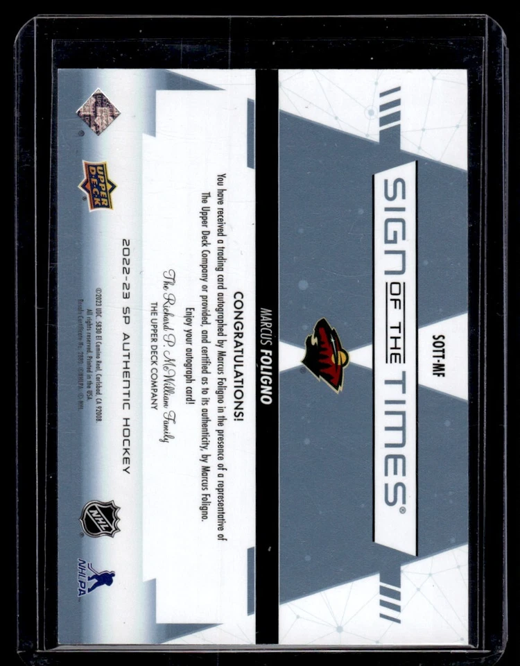 2022-23 A Marcus Foligno Auto Minnesota Wild #SOTT-MF - Image 2 of 2