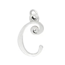 Sterling Silver Cursive Curlz Initial Letter Charm Pendant