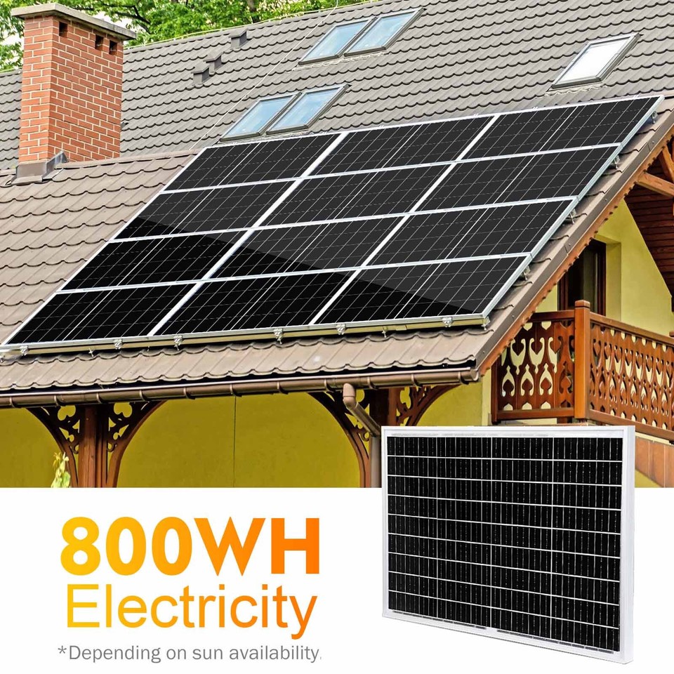 Solar Panel Ebay PFCTART 100W 200W 400W 1000W Watt Monocrystalline Solar Panel PV 12V ...