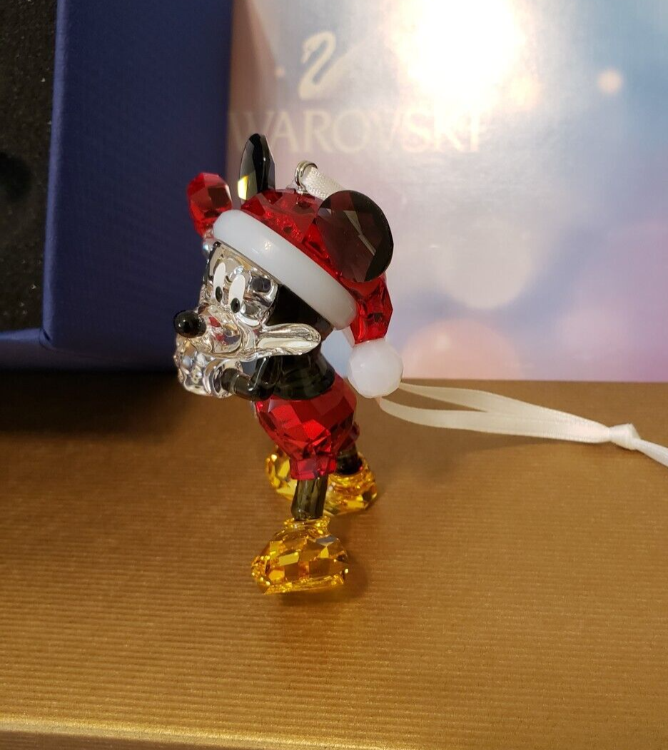 Swarovski Mickey Mouse Christmas Ornament with Candy Cane