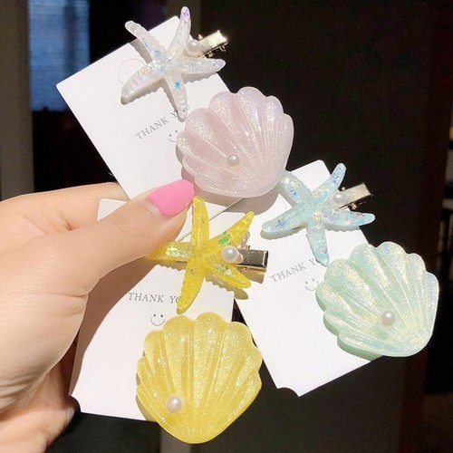 2pcs/set Girls Sea Star Shell Hairpins Irregular Hair Clip Women Fringe Hairgrip - Bild 10 von 13