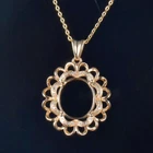 Custom Natural Diamond 14K Yellow Gold Oval 13×11mm Semi Mount Pendant Charm