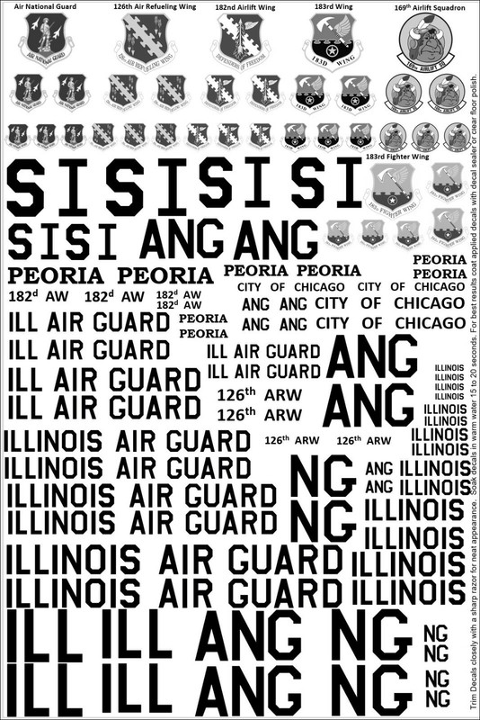 Illinois Air National Guard Decal ANG 1/32 1/48 1/72 F-16 C-130 C-97 KC-135 F-84