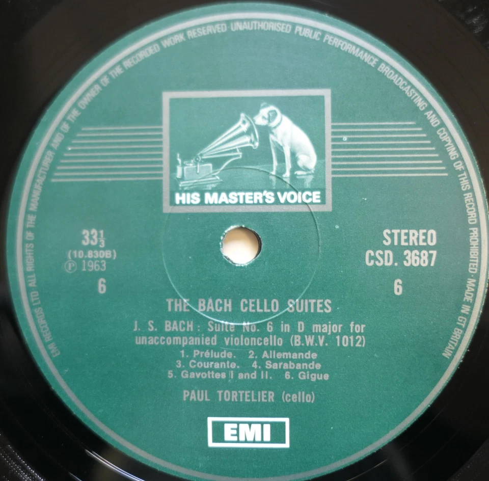 SLS 798/3 JS Bach The Cello Suites Paul Tortelier 3LP EMI 1st Box Set NM - Image 3 of 3