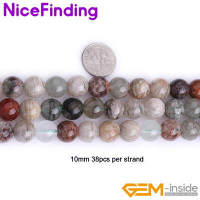 Natural Mixed Ghost Rock Quartz Round Natural Precious Beads